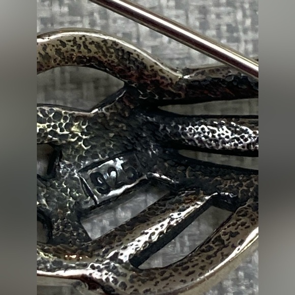 New Swarovski Crystal Genuine White Mother of Pearl Brooch Sterling Silver - Picture 6 of 7